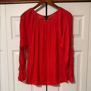 Women’s Ann Taylor Scarlet Blouse with Lace Trim, Size M